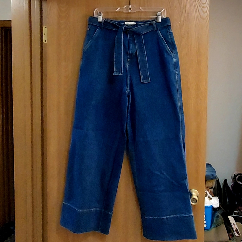 Oat New York High Rise Wide Leg Belted Jeans